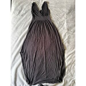Rolla Coaster Black Crinkle Maxi Dress V-Neck Sleeveless Boho Empire Waist